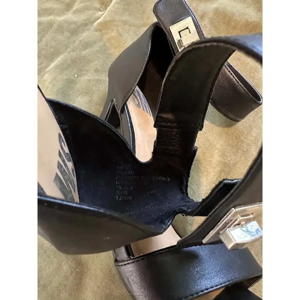 SM Black Stiletto Ankle Strap Heels 8
